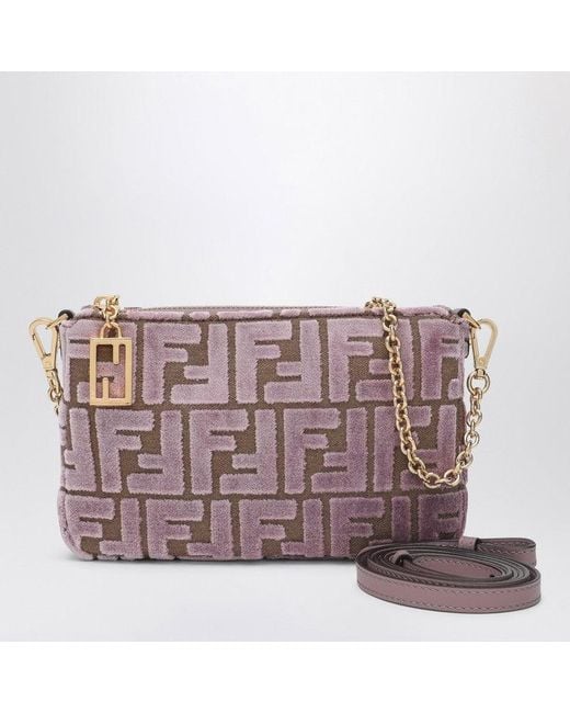 バッグ・カバンその他 FENDI Pouch Baguette FF jacquard shoulder bag Fendi Mauve Rose Baguette Pouch With Jacquard Ff Velvet in