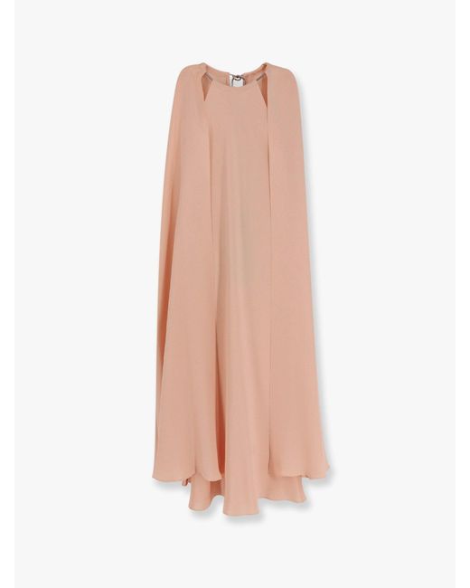 Max Mara Managua Silk Long Dress With Silk Cape And Metal