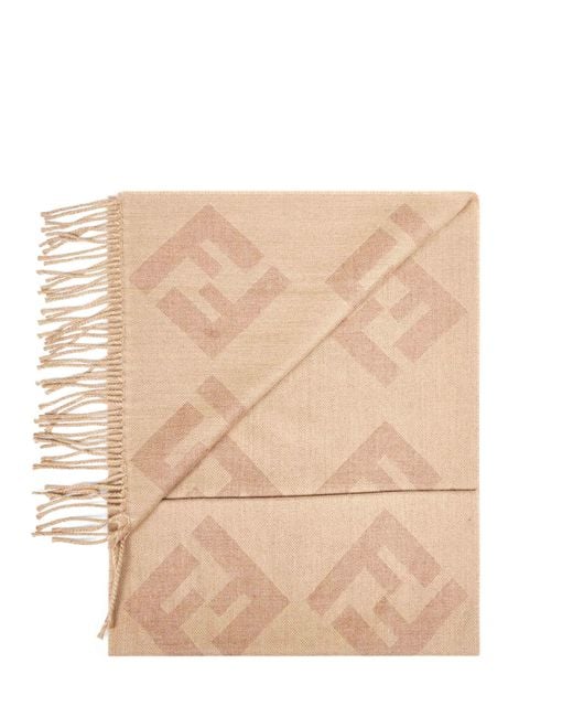 Fendi Natural Ff Wool Scarf for men