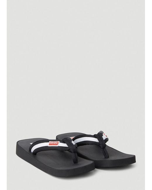 KENZO Black Logo Patch Flip Flops