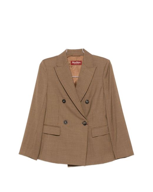 Max Mara Brown Wool Double-Breasted Jacket