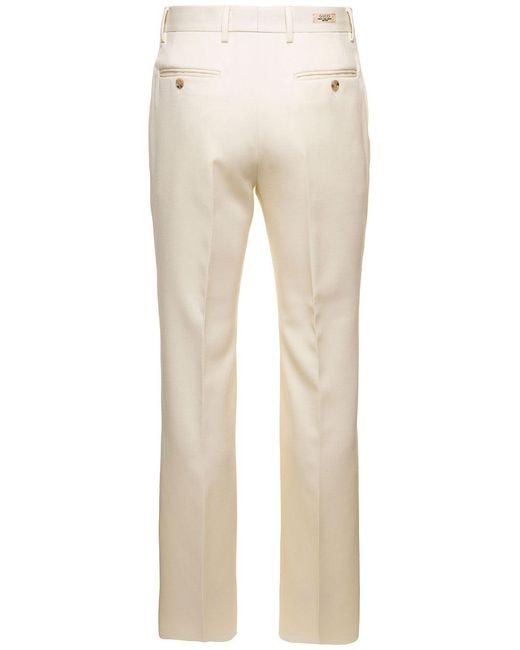 Gucci Natural Straight-Leg Pants With Cities Patch for men