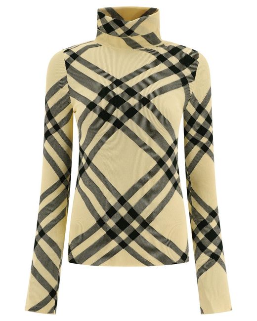 Burberry Green "Check" Turtleneck Sweater