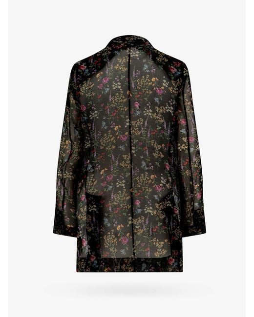 Max Mara Black Silk Blazer With Floral Print