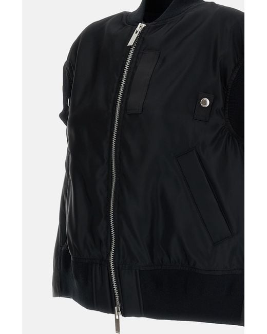 Sacai Black Nylon Twill Vest