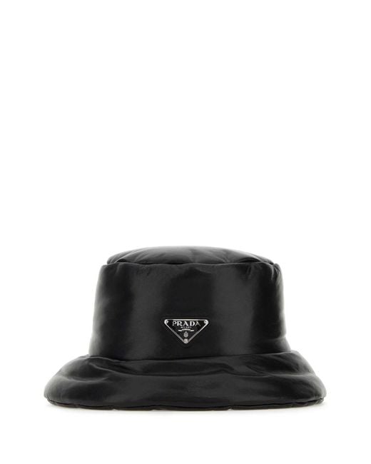 Prada Black Nappa Leather Padded Hat