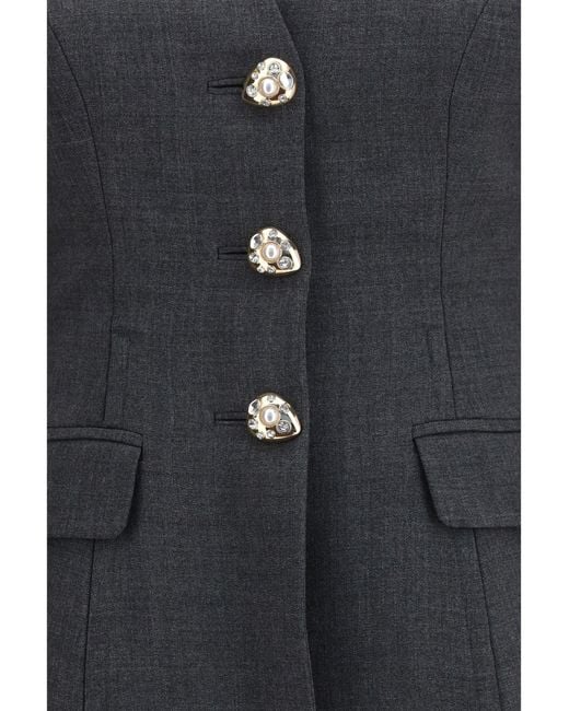 Self-Portrait Black Collarless Wool Jacket