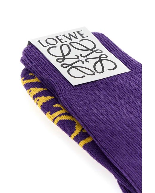 Loewe Purple Stretch Wool Blend Socks