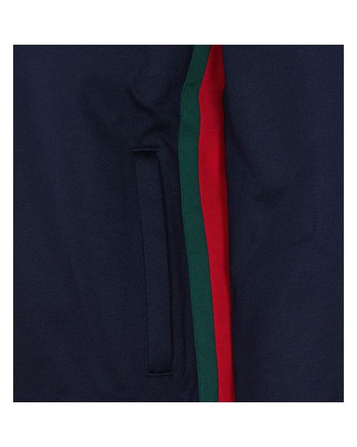 Gucci Blue Technical Jersey With Web Zipped Jacket for men