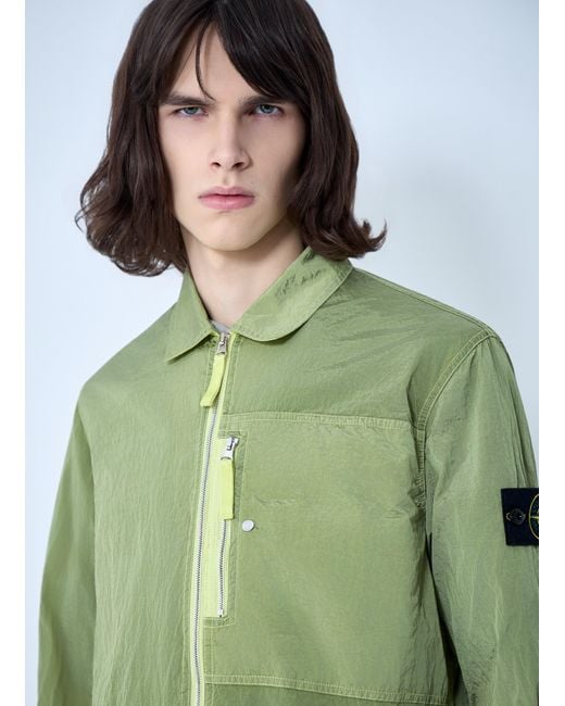 Stone Island Green Zip-Front Technical Jacket for men