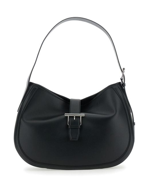 Alexander McQueen Black Shoulder Bag With Adjustable Shoulder Strap And T Buckle Closure On The Front for men