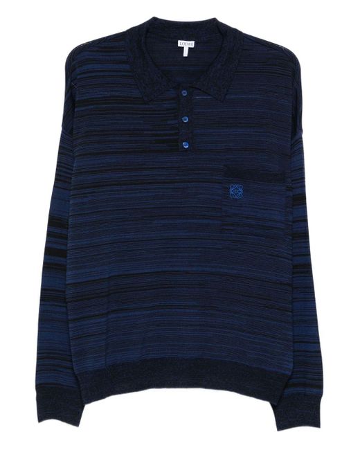 Loewe Blue Anagram Wool Polo Shirt for men