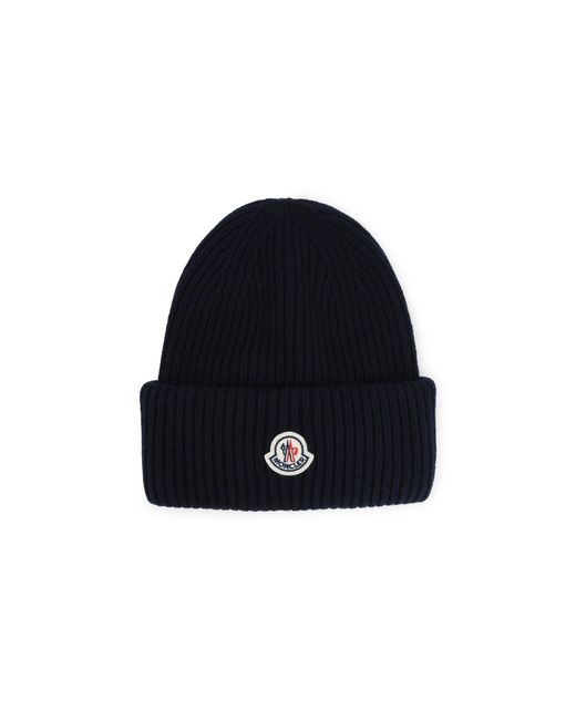 Moncler Blue Virgin Wool Hat for men