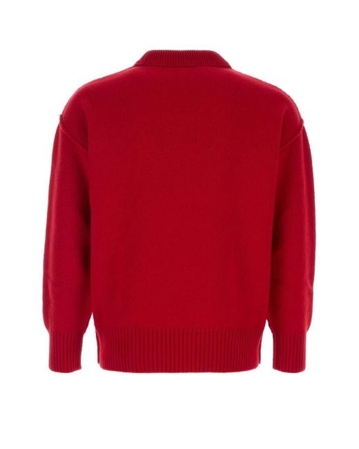 AMI Red Ami Wool Sweater for men
