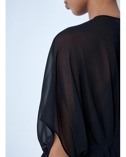 Max Mara Blue Sheer Button-Front Blouse