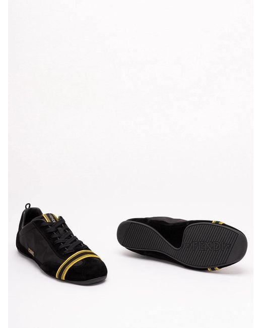 Fendi Black 'Crosta' Sneakers for men
