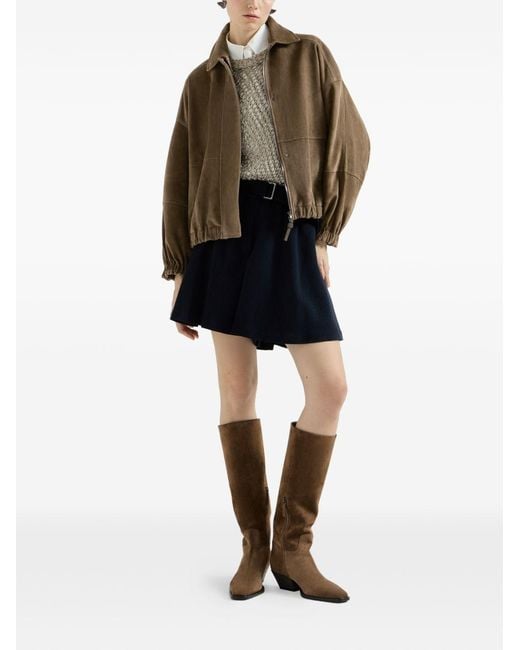 Brunello Cucinelli Brown Leather Jacket