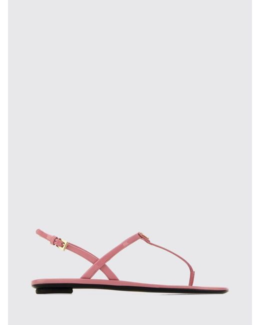 Prada Pink Leather Logo Thong Sandal