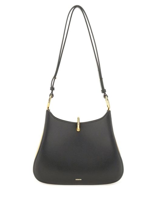 Rabanne Black Medium Leather Ring Bag