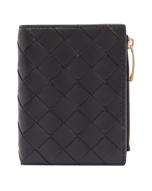 Bottega Veneta Black Small Zipped Bi-Fold Intrecciato Wallet
