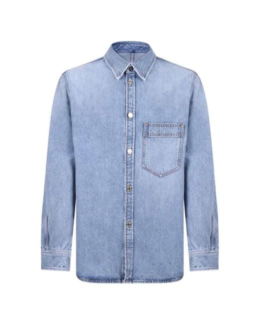 Givenchy Blue Button Down Shirt With Patch Pocket