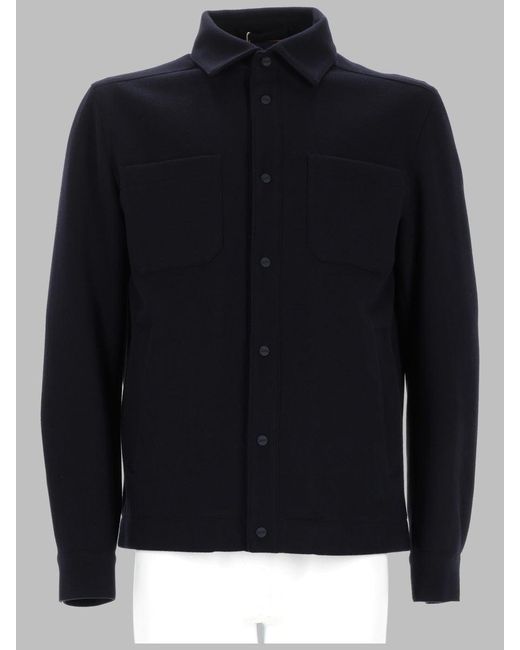 Herno Blue Button-Front Overshirt Jacket for men