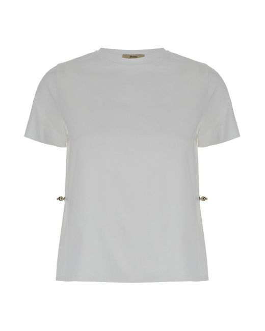 Herno Gray T-Shirt With Drawstring And Cut-Out for men