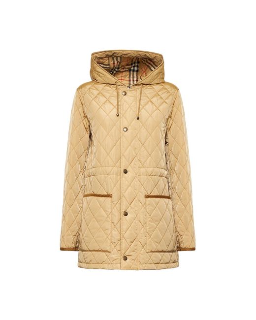 Burberry Natural Beige Nylon Bromley Quilted Parka