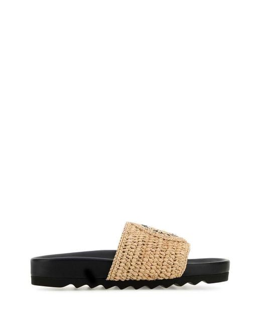 Stella McCartney White Raffia Elyse Slippers