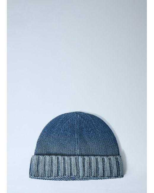 Stone Island Blue Logo Patch Beanie for men