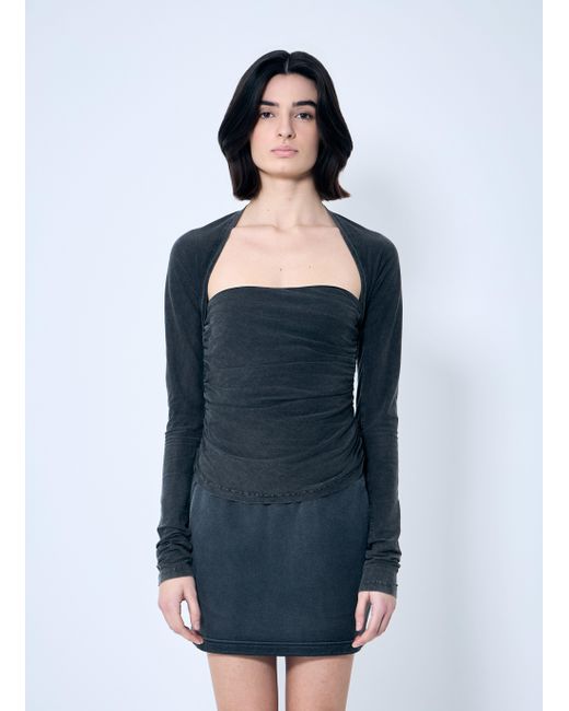 Alexander Wang Blue Ruched Square Neck Top