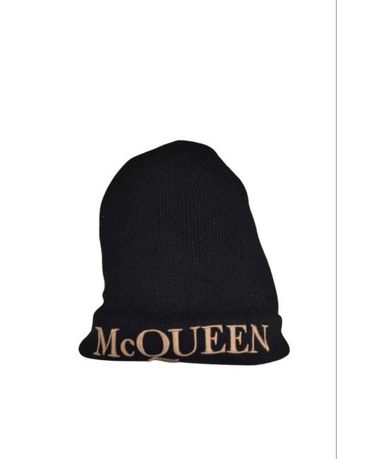 McQueen Black Beanie for men