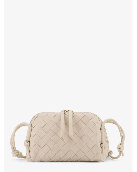 Bottega Veneta Natural Concert Pouch Leather Crossbody Bag With Intrecciato Motif