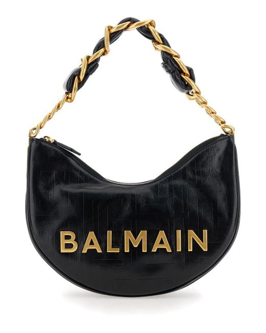 Balmain Black 'Soft Moon 1945' Shoulder Bag With Lettering Logo On The Front for men