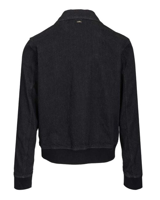 Herno Blue Denim Bomber Jacket for men
