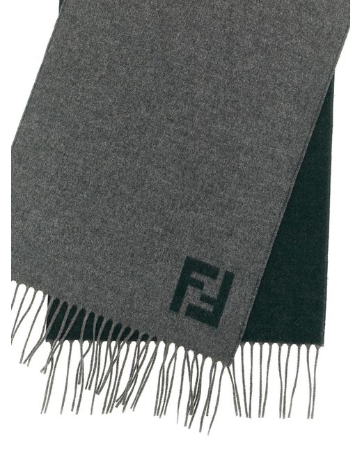 Fendi Gray Double-Sided Scarf