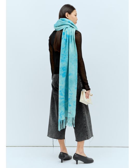 Acne Gray Narrow Tie-Dye Wool Scarf