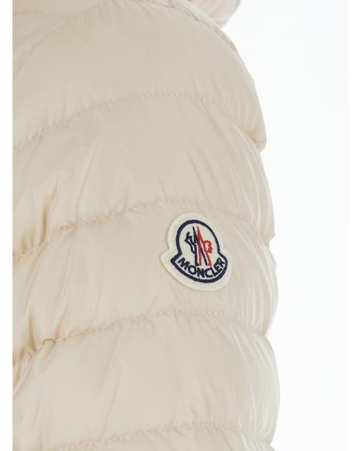 Moncler Natural 'Igel' Down Jacket With Logo Patch On The Sleeve