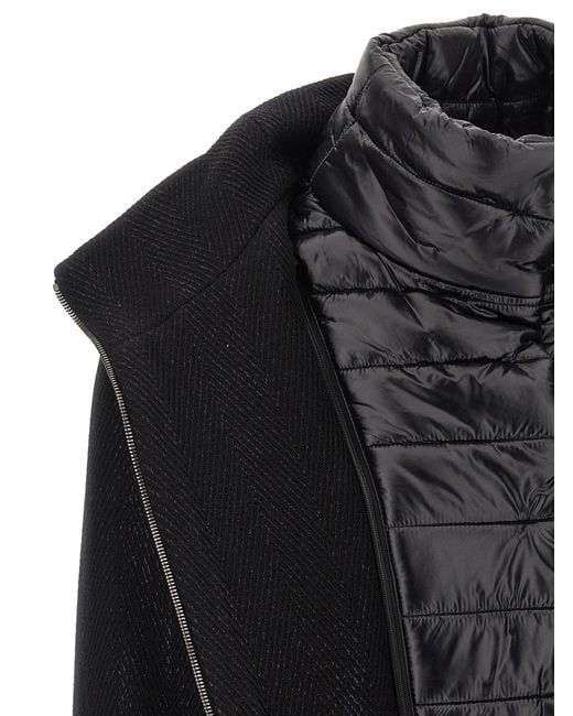 Herno Black Lamé Thread And Wool Coat Coats And Trench Coats