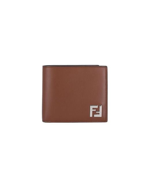 Fendi Brown Bi-Fold Wallet "Squared Ff" for men