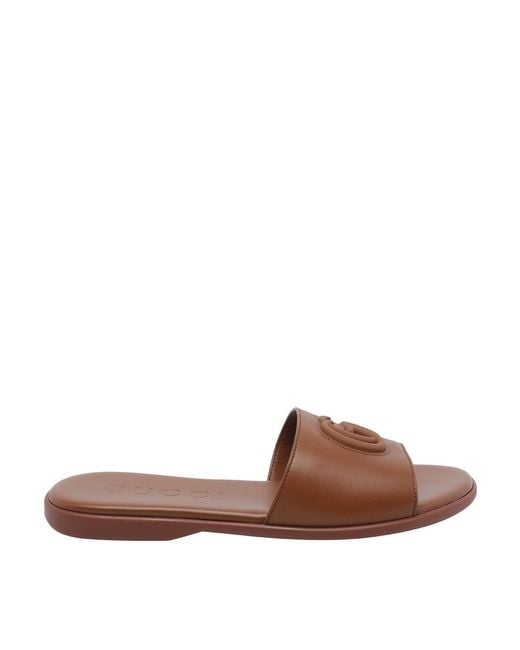 Gucci Brown Double G Flat Sandals