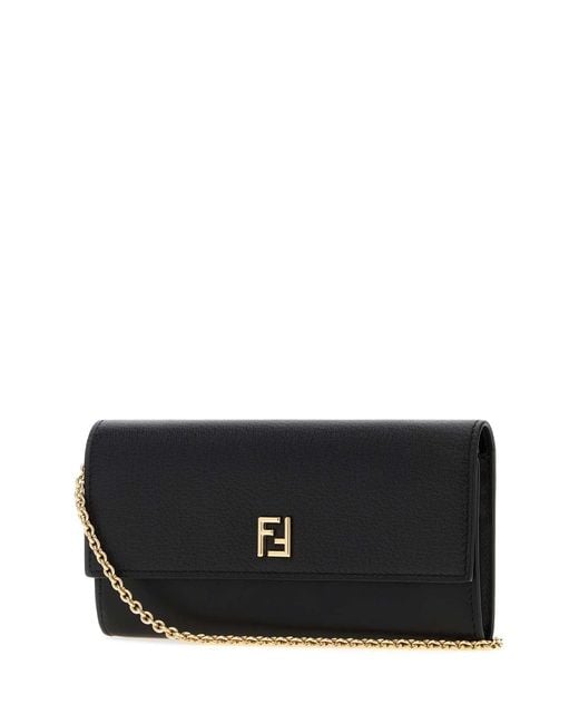 Fendi Black Leather Ff Wallet