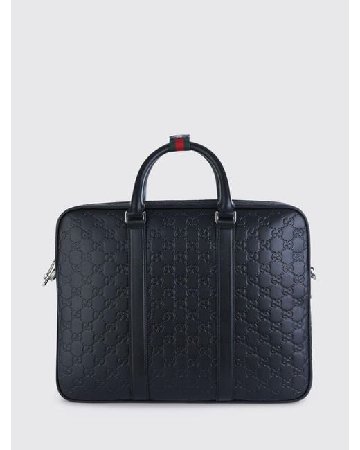 Gucci Blue Gg Calfskin Business Bag for men