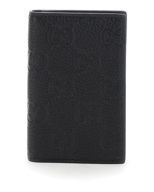 Gucci Black Bi-Fold Wallet With Vertical Design for men