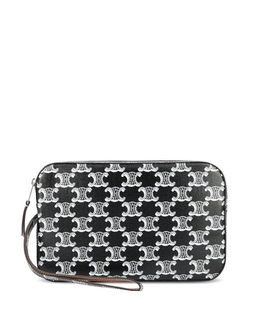 Céline Black Triomphe Canvas Pouch for men
