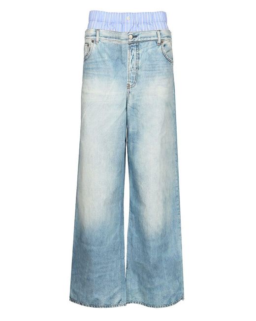 Acne Blue Trompe-L'Oeil Print Trousers