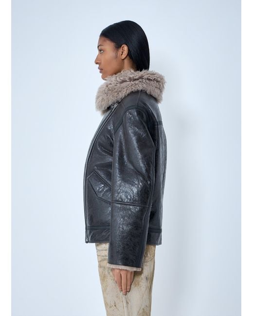 Acne Gray Leather Shearling Jacket