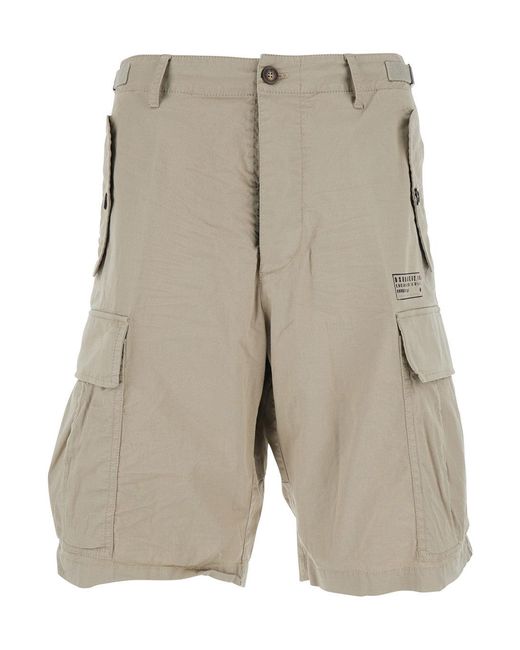 DSquared² Gray Shorts With Wide Leg And Four Flap Pockets With Buttons for men