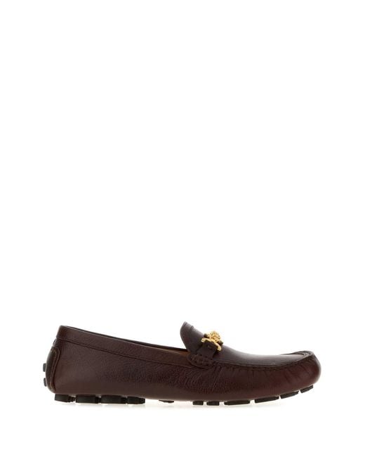 Versace Brown Drivers Leather Loafers for men