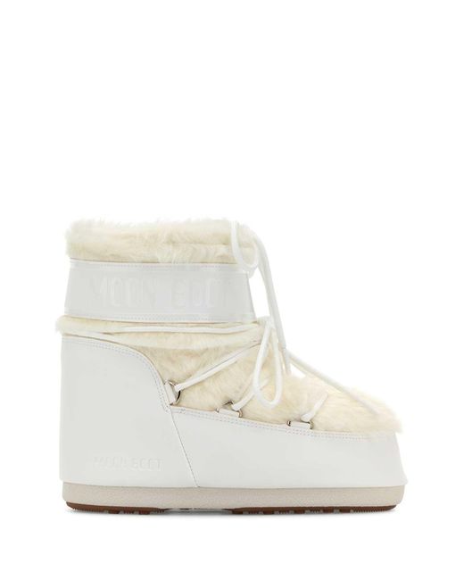 Moon Boot White Eco Fur And Synthetic Leather Icon Low Ankle Boots for men